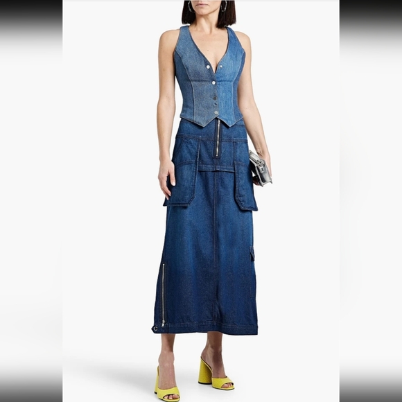 4. NWOT EB DENIM AVA VEST IN MID DENIM - Picture 2 of 8